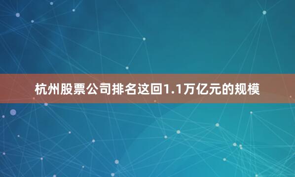 杭州股票公司排名这回1.1万亿元的规模