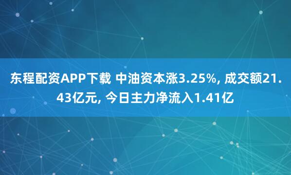 东程配资APP下载 中油资本涨3.25%, 成交额21.43亿元, 今日主力净流入1.41亿